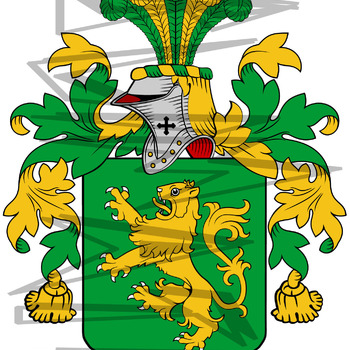 O'Duffy Coat of Arms with Crest Line Drawing.
