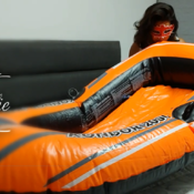 Inflatable boat mouth blow!!