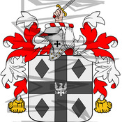 Dixon Coat of Arms with Crest and Line Drawing.