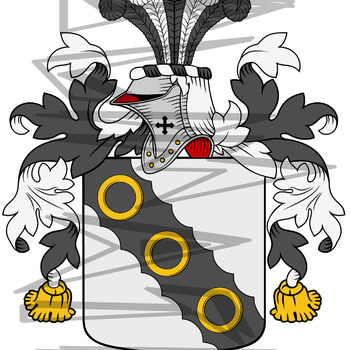 Clarkson Coat of Arms with Crest Line Drawing.