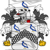 Quayle Coat of Arms with Crest and Line Drawing.