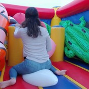 Ary pop balloons in a inflatable castle!!