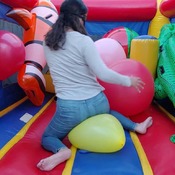 Ary pop balloons in a inflatable castle!!