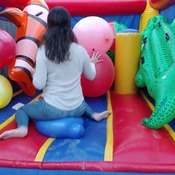 Ary pop balloons in a inflatable castle!!