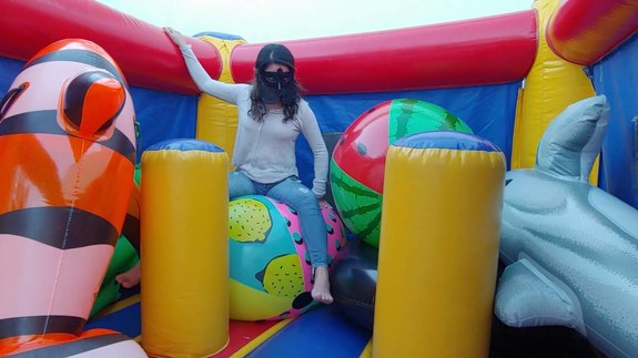 Ary Ride And Play With Inflatables In A Big Inflatable Castle Julielooner In This Video Ary