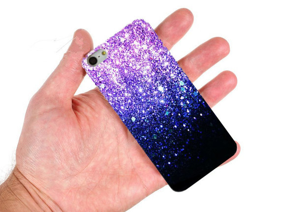 free shipping worldwide custom phone case--purple glitter