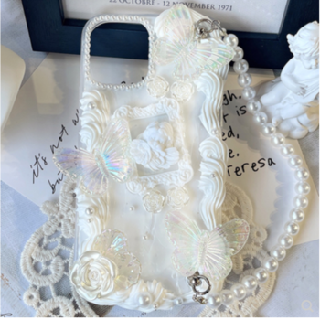 free shipping cream phone case and the tutorial download and white cream lace phone case