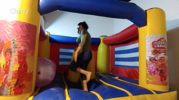 Inflatable castle jump by Cherry!! - julielooner. Our sexy MILF friend ...