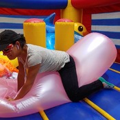 Julie pop and deflate inflatables in the inflatable castle!!!