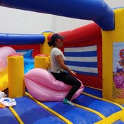 Julie pop and deflate inflatables in the inflatable castle!!!