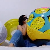 Blowing up by mouth 48 inches beachball by Alice!!!