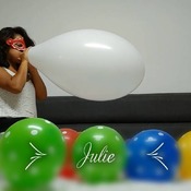 Julie blow and pop balloons!!