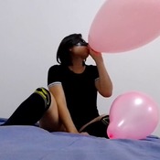 Alice blow to pop unique 15 pink balloon!!