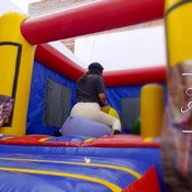 Balloons pop in the inflatable castle!!!