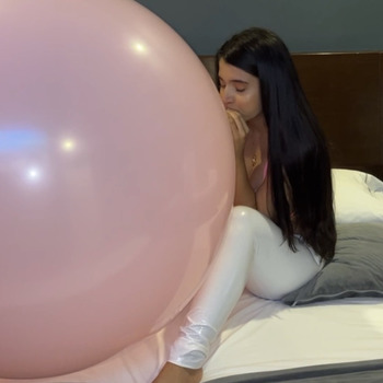 pink giant balloon, blow to pop