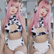 Pink Hair Cow Set