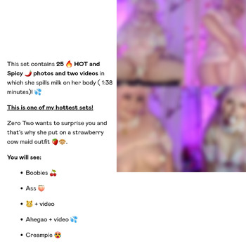 Hot and spicy Zero Two Strawberry cow maid set