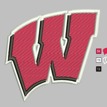 Wisconsin W Embroidery Design 6 Sizes 9 Formats