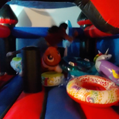 Inflatables play in the big spiderman inflatable castle!!! by Julie