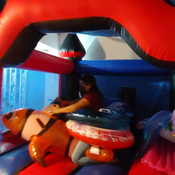Inflatables play in the big spiderman inflatable castle!!! by Julie
