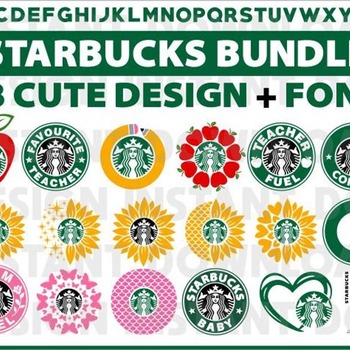 1 Starbucks Svg Bundle Teacher Sunflower Mermaid Vector lnstant Download Png Dxf