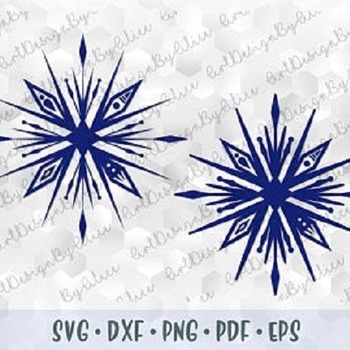 102 SVG PNG Logo Crystal Snowflake Frozen 2 Layered Cut file Cricut Download Silhouette Iron on Transfer Print Sublimation Design Ice Diamon