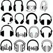 103 Headphone dj svg heart audio vector black and white image clip art