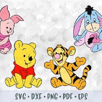 103 Layered SVG PNG DXF Winnie the Pooh Babies Eeyore Donkey Piglet Tigger Pooh Baby Cut file for Cricut Silhouette Iron on Transfer Disney