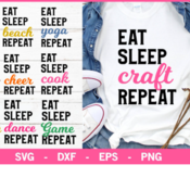 104 Eat sleep SVG Bundle, eat sleep dance repeat svg, yoga svg, ballet svg, craft svg, eat sleep game repeat svg, soccer svg, cheer svg,cook