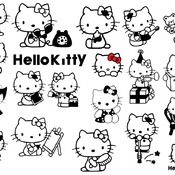 105 Hello Kitty bundle svg black and white image clip art designs drawing