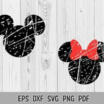 106 SVG PNG Mickey Minnie Mouse Head Ears Grunge Distressed Texture Pattern Cut file Cricut Silhouette Iron on Transfer Print Overlay Vintag