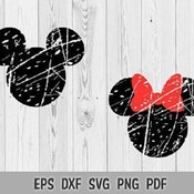 106 SVG PNG Mickey Minnie Mouse Head Ears Grunge Distressed Texture Pattern Cut file Cricut Silhouette Iron on Transfer Print Overlay Vintag