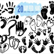 108 Baby Hands SVG Feet Footprints birthday heart files for Cricut Silhouette