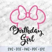 108 Minnie Mouse Outline SVG PNG Birthday Girl Head Ears Bow Pink Polka Dots Cut file Cricut Download Silhouette Iron on Sublimation Transfe