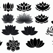 110 Lotus flower svg tattoo drawing black and white image bundle clip art