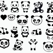 113 Panda bear baby svg animal black and white drawing image clip art designs