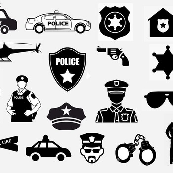 114 Police badge svg handcuffed glasses cap police helicopter drawing black and white image clip art