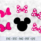 115 SVG PNG DXF Mickey Minnie Mouse Head Ears Pink Polka Dots Bow Layered Cut file Cricut Silhouette Iron on Transfer Print Sublimation Desi