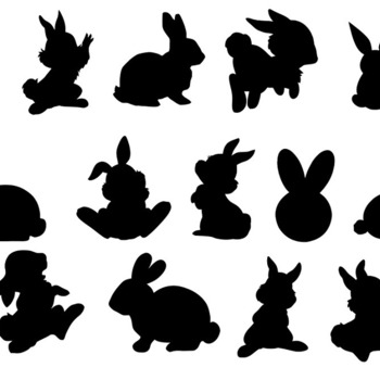 116 Rabbit drawing svg clip art black and white image bundle