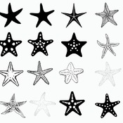 118 Starfish mermaid svg drawing layered silhouette black and white image clip art bundle