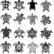 119 Turtle sea boho svg black and white image clip art bundle drawing