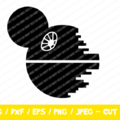 120 Mickey Head Death Star Svg, Mickey Mouse Head Shape Svg, Disney Monogram Frame Svg, Star Wars Disney Svg, Death Star with Mickey Head