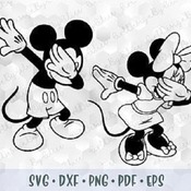 121 SVG PNG DXF Dabbing Mickey Minnie Mouse Layered Cuttable file Cricut Silhouette Iron on Sublimation Transfer Outline Dab Mickey Minnie M