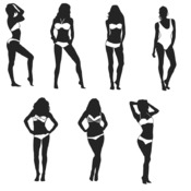 122 Bikini girl beach svg clip art bundle drawing black and white image