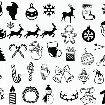 124 Christmas svg tree snowman Santa Claus gift snowflake horns clip art