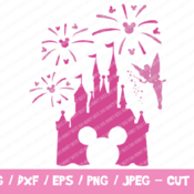 124 Disney Castle SVG, Disney Castle Fireworks SVG, Disney Castle Tinker Bell, Cricut Silhouette, Mickey Head Tinker Bell, Mickey Fireworks