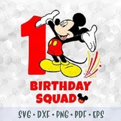 124 SVG PNG Mickey Mouse First Birhday Boy Squad One year Head Ears Hands Layered Cut Files Cricut Silhouette Iron on Transfer Family Disney