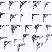 125 Corner floral svg decorative fancy bundle clip art black and white image