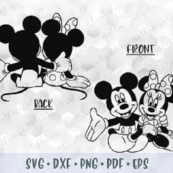 125 SVG PNG Mickey Minnie Mouse Sitting Bow Love Head Ears Front & Back Outline Cut files Cricut Silhouette Iron on Transfer Print Sublimati