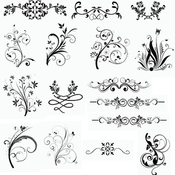 127 Decorative Ornaments svg large small black and white image clip art bundle drawing